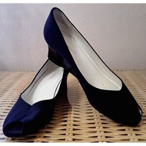 Bruno Magli Women's 9.5 Black Wedge Peep Toe Pumps 2" Heels